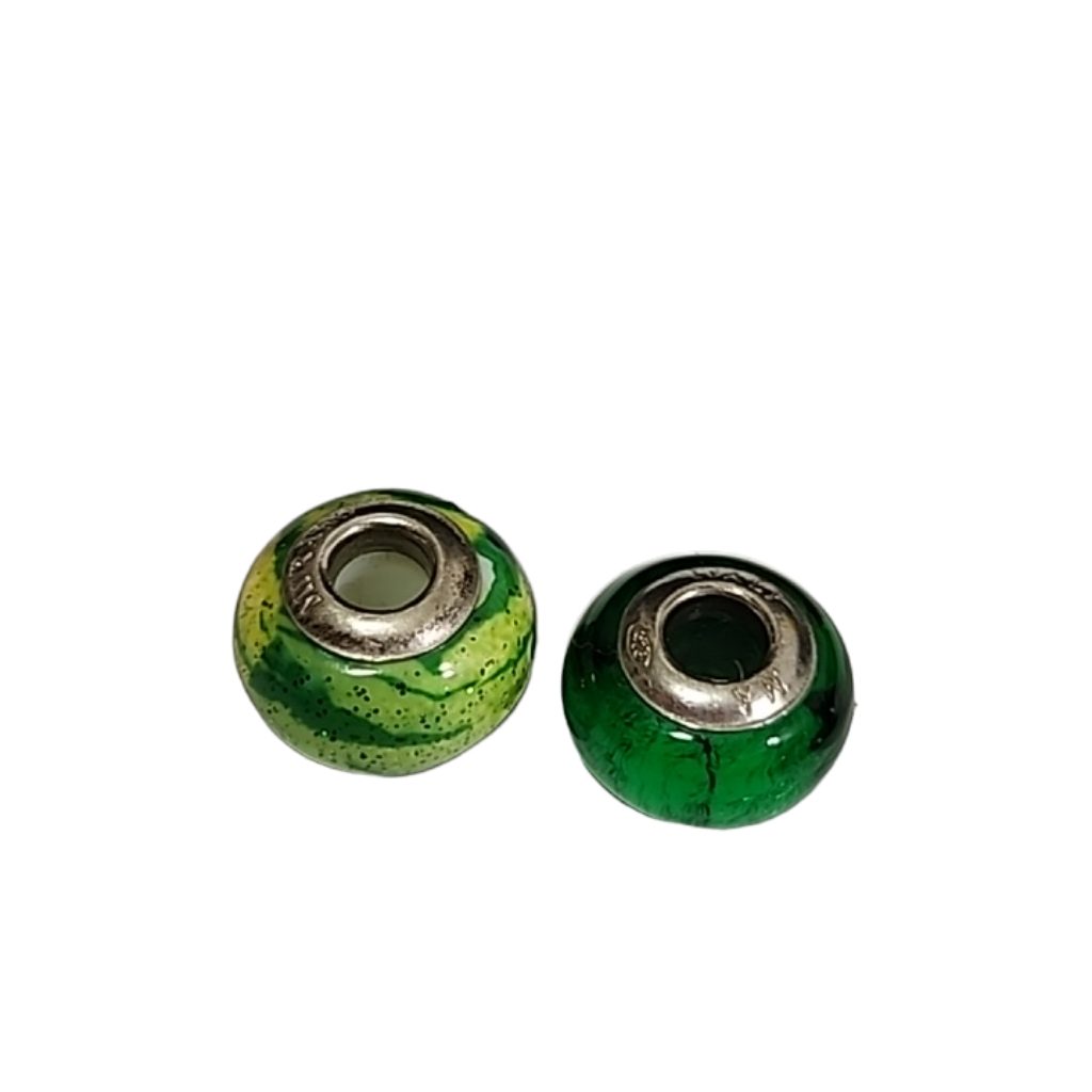 Murano Glass Barrel Beads For Bracelet Animal Print And Foil 2pc 24$